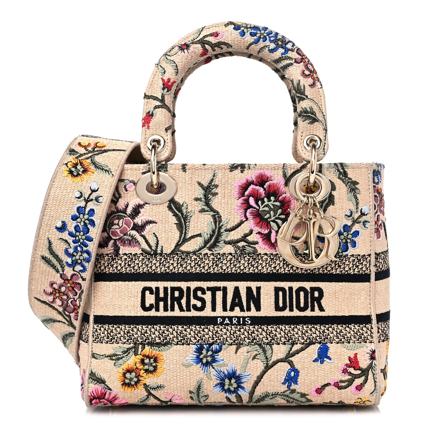 Christian Dior Canvas Embroidered Print Medium Lady D-Lite Multicolor 1 of 10