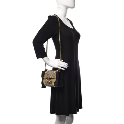Gucci Calfskin GG Supreme Monogram Small Padlock Shoulder Bag Black Gold 2 of 13