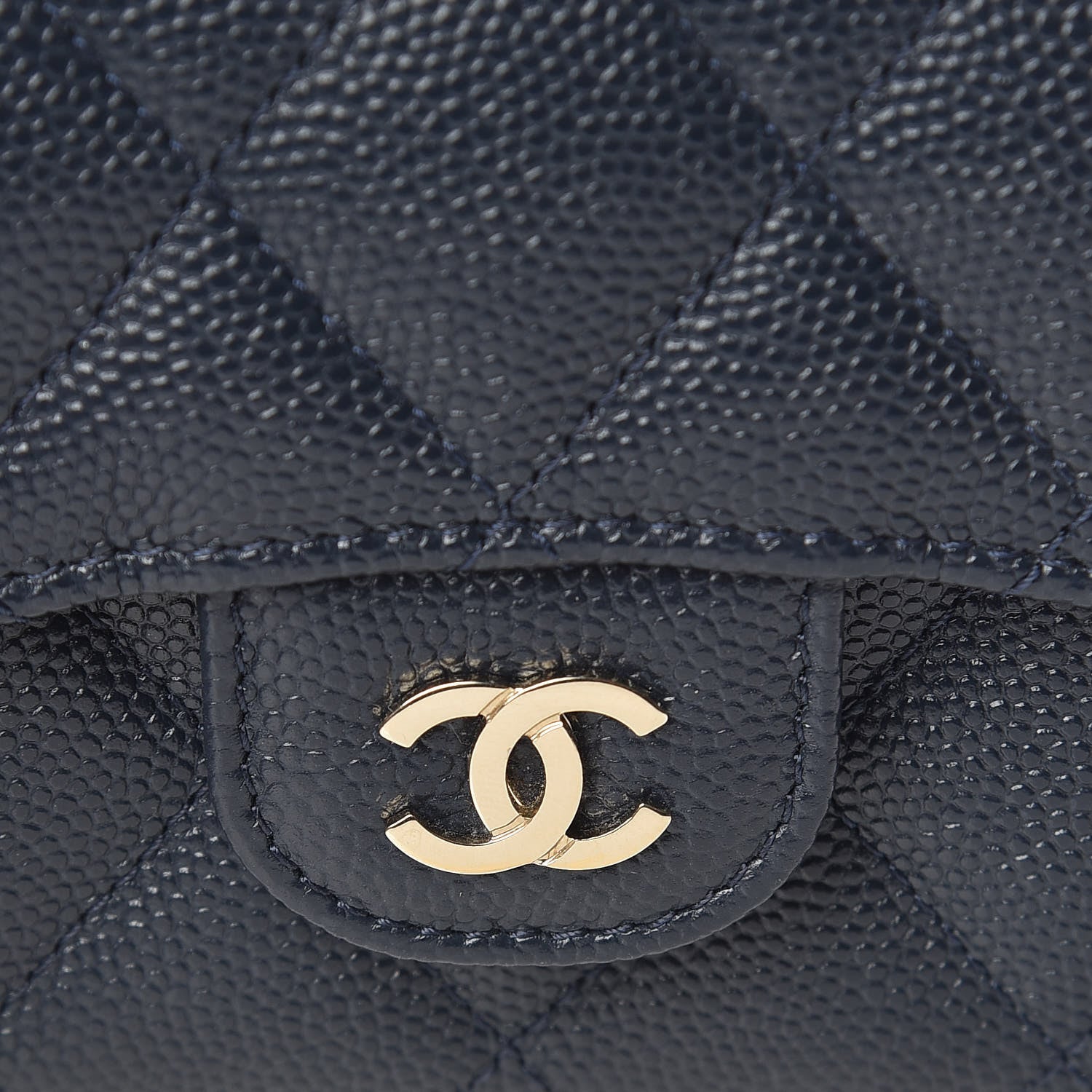 Chanel Caviar Quilted Flap Card Holder Wallet Navy 11 of 11