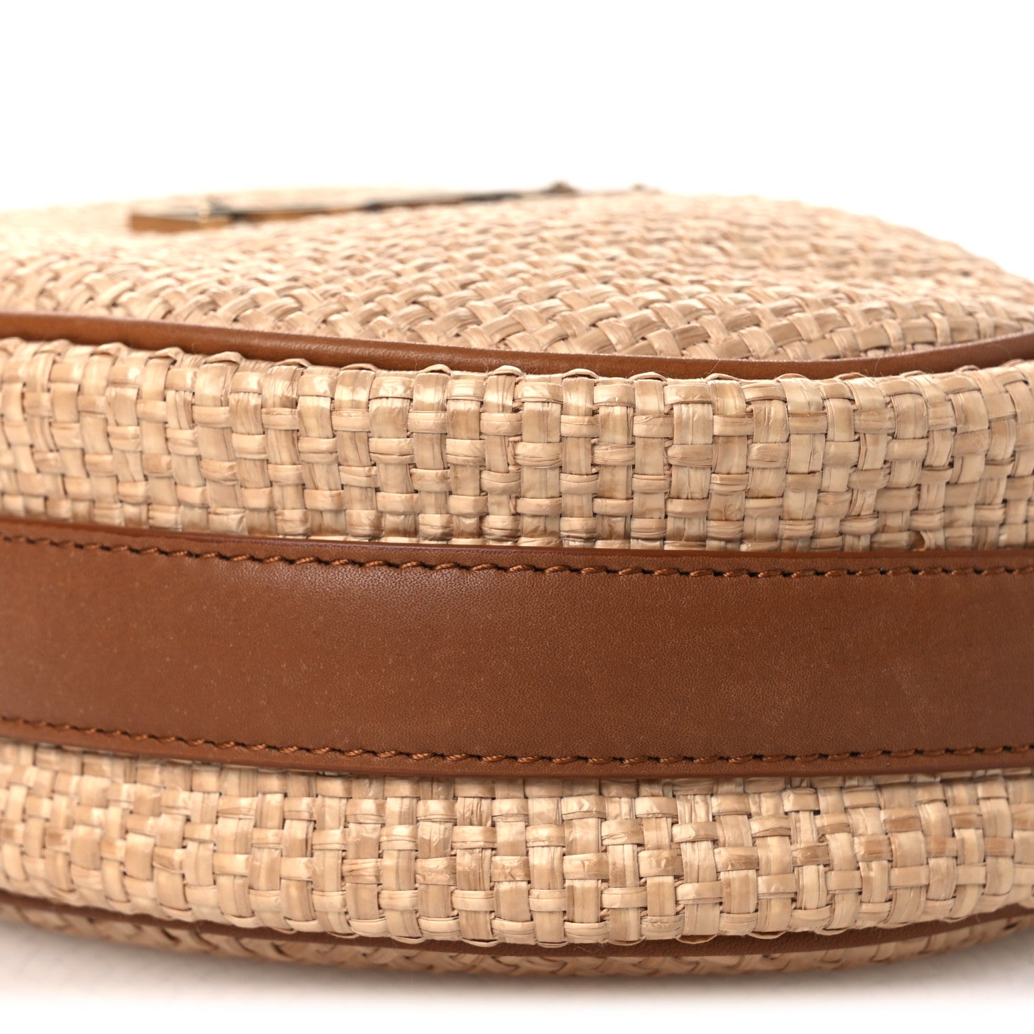 Saint Laurent Raffia Calfskin Round Camera Bag Golden Ecru Brick 10 of 11