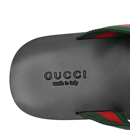 Gucci Nylon Calfskin Web Mens GG Thong Sandals 10 Green Red Black 7 of 8