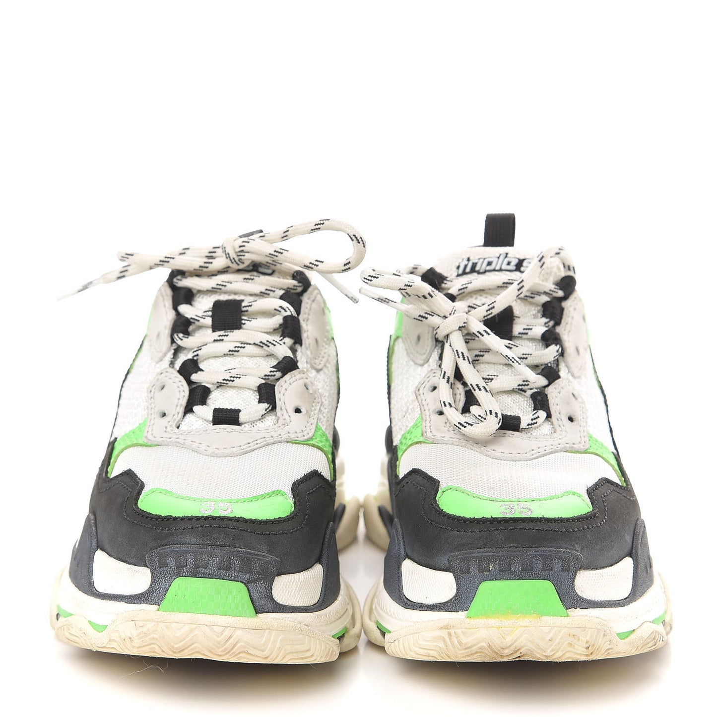 Fabric Mesh Womens Triple S Sneakers 35 White Green Fluo Black