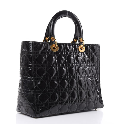 Christian Dior Patent Cannage Large Lady Dior Black 3 of 16