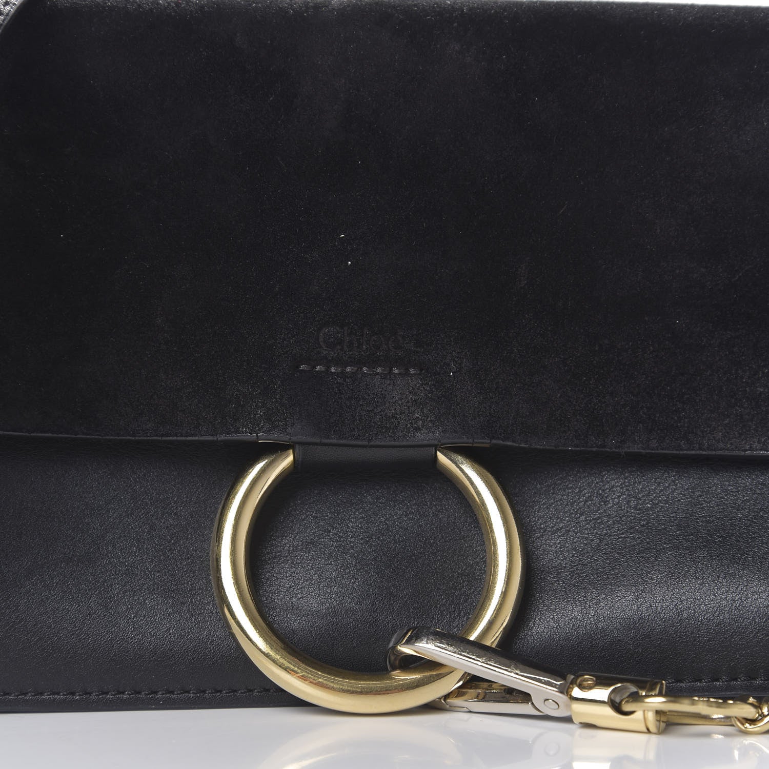 Chloe Suede Calfskin Small Faye Shoulder Bag Black 9 of 9