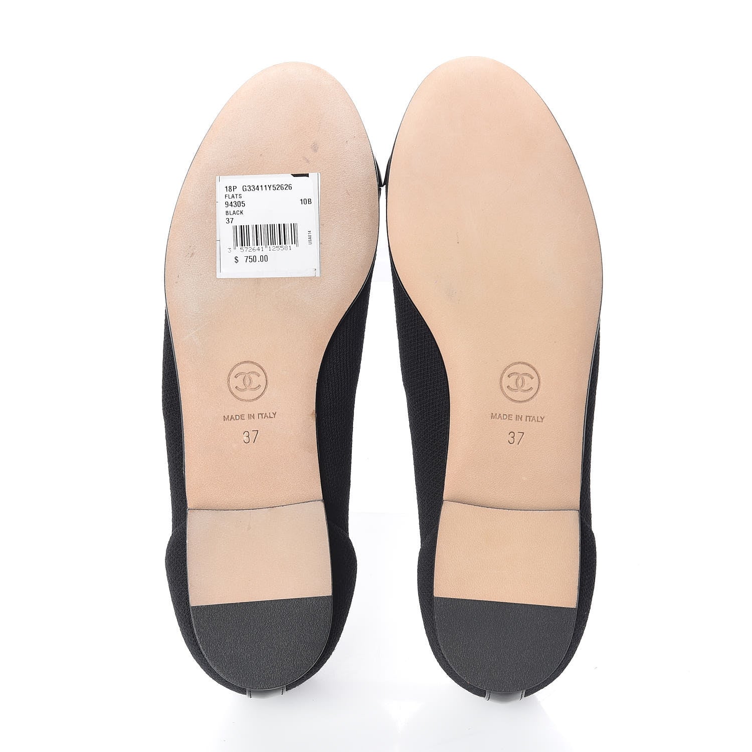 Chanel Fabric Patent CC Cap Toe Ballerina Flats 37 Navy Black 5 of 11