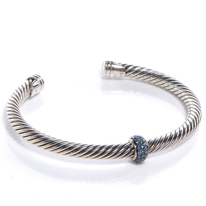 David Yurman Sterling Silver Blue Sapphire 5mm Cable Classics Cuff Medium 4 of 5