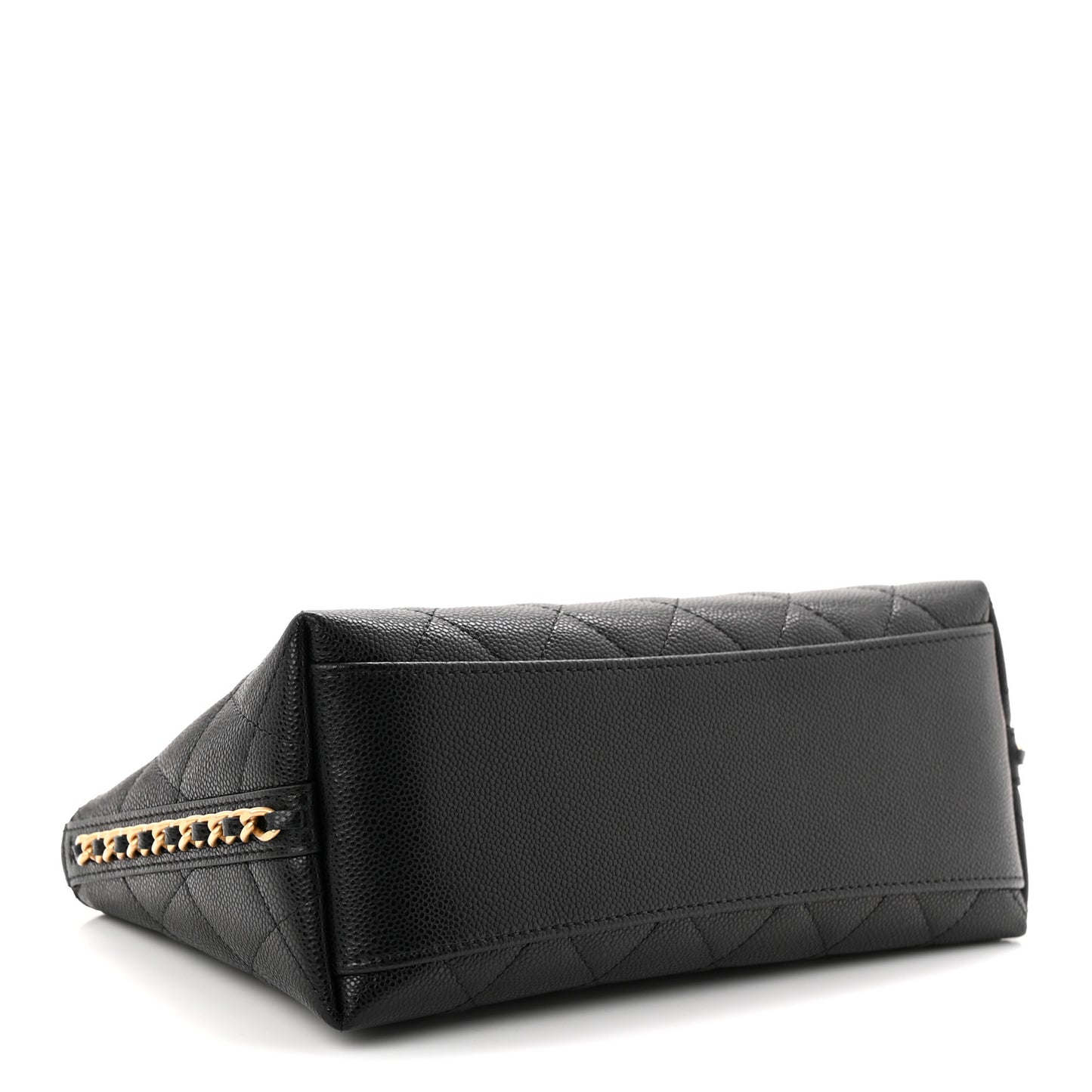Caviar Quilted Chain Cosmetic Case Black