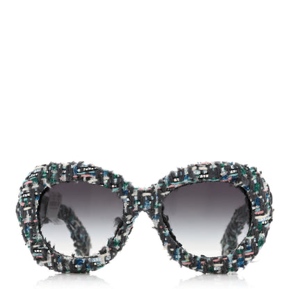 Chanel Tweed Sunglasses 71085 Blue Multicolor 3 of 14