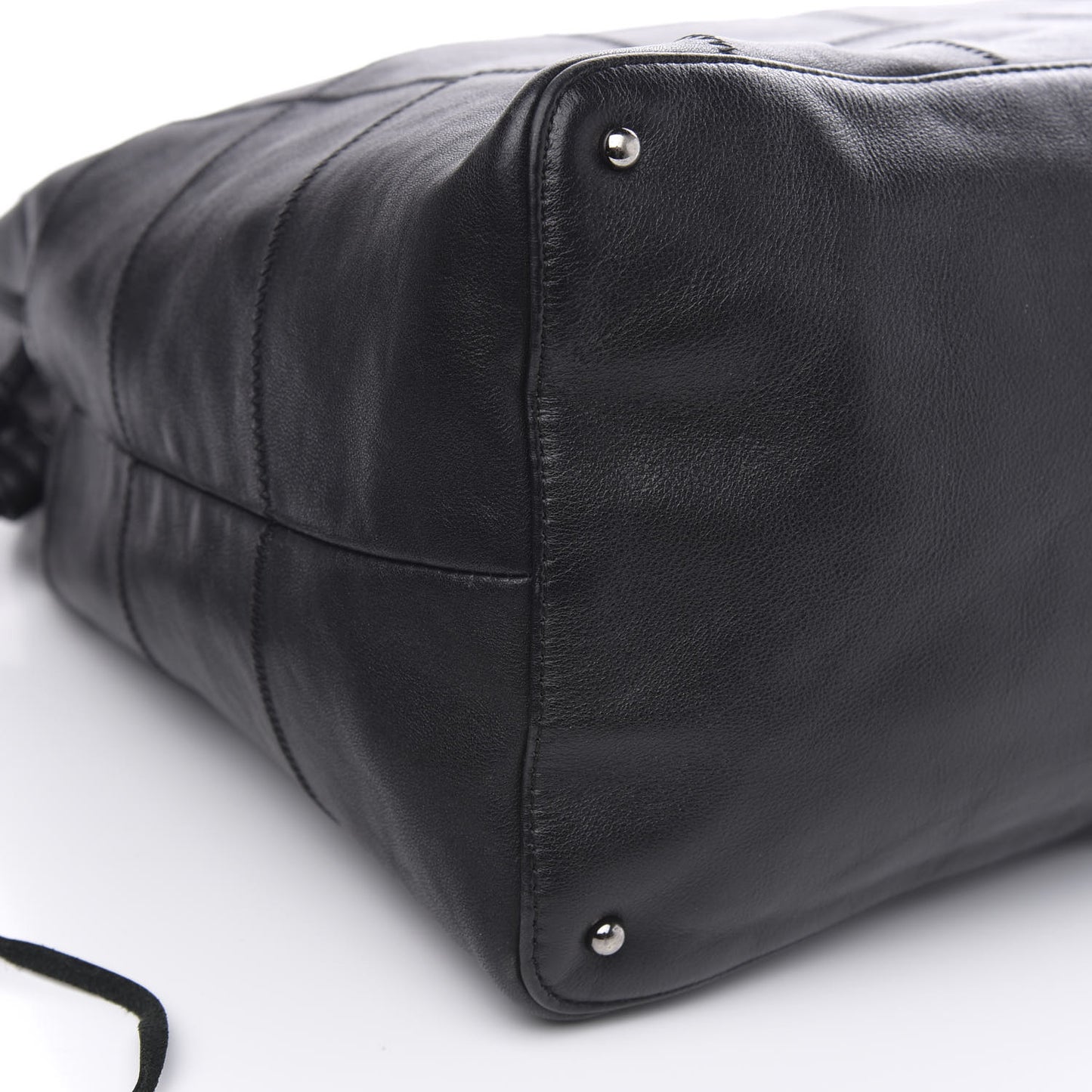 Calfskin Square Stitched Tassel Bag Black