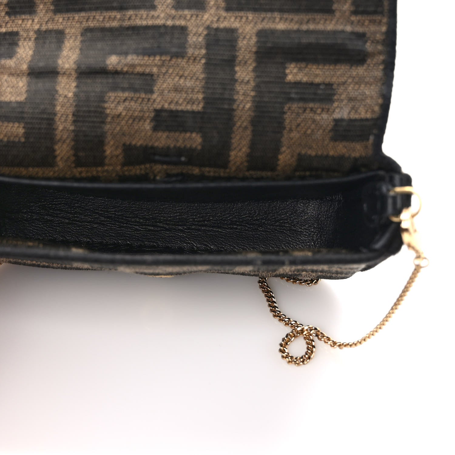 Fendi Fabric Jacquard FF 1974 Nano Baguette Charm Tobacco Moro Black 5 of 9