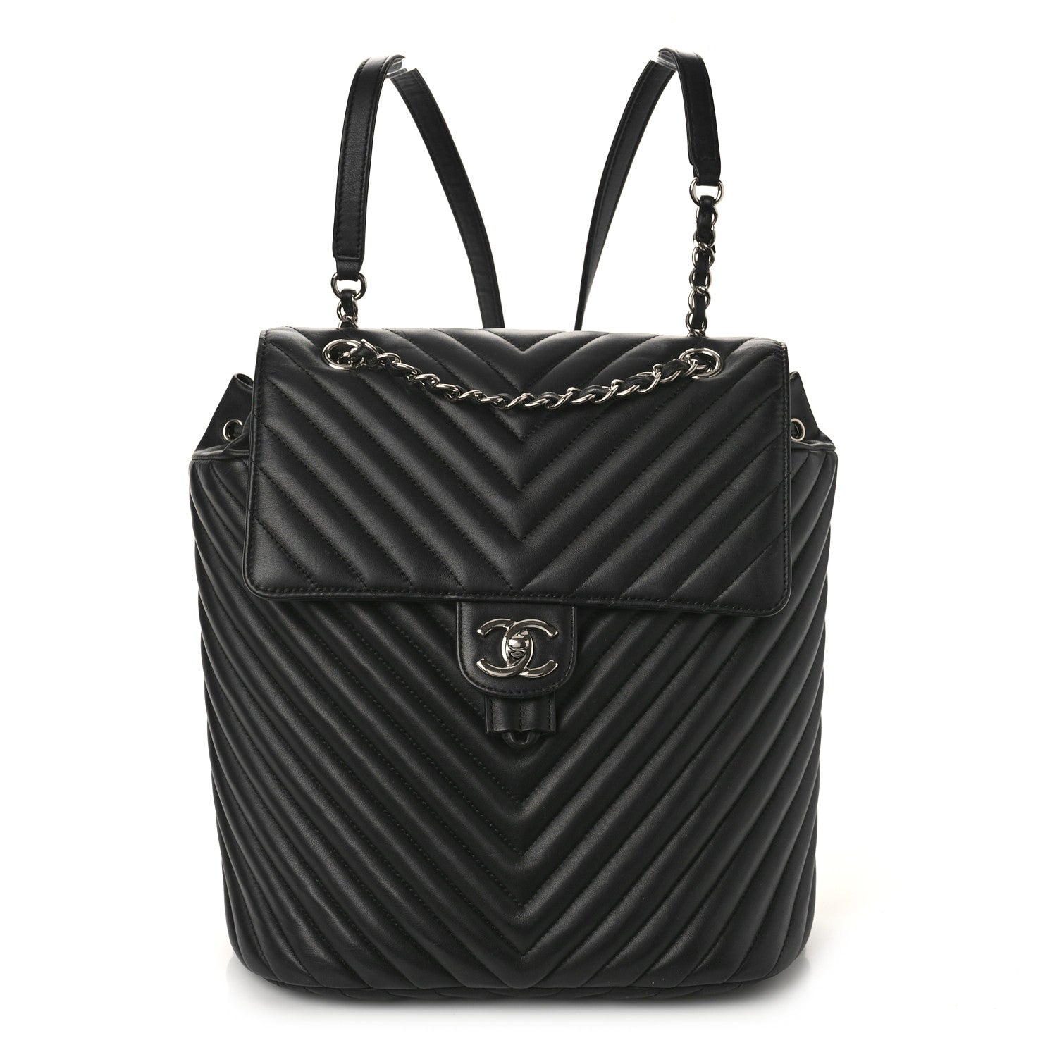 Chanel Calfskin Chevron Quilted Large Urban Spirit Backpack Black 1 of 9