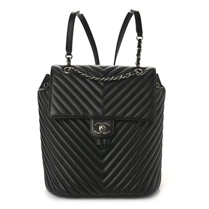 Chanel Calfskin Chevron Quilted Large Urban Spirit Backpack Black 1 of 9