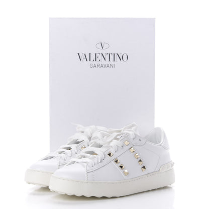 Valentino Garavani Calfskin Rockstud Untitled Open Sneakers 37.5 White 10 of 10
