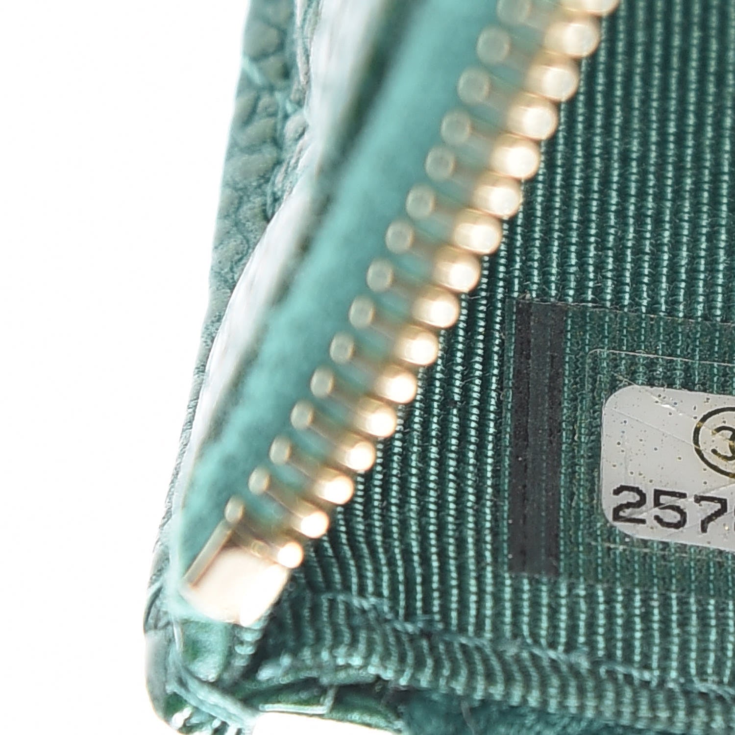 Chanel Metallic Caviar Quilted Classic Zip Pouch Green 7 of 8