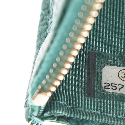 Chanel Metallic Caviar Quilted Classic Zip Pouch Green 7 of 8