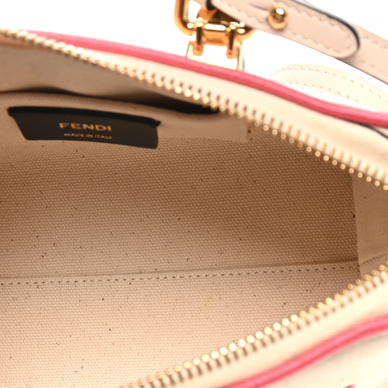 Fendi Canvas Vitello King Plexiglass Logo Embroidered Mini By The