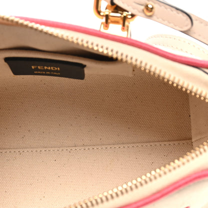 Fendi Canvas Vitello King Plexiglass Logo Embroidered Mini By The Way Top Handle Boston Bag Grezzo Pink Dalia 5 of 10