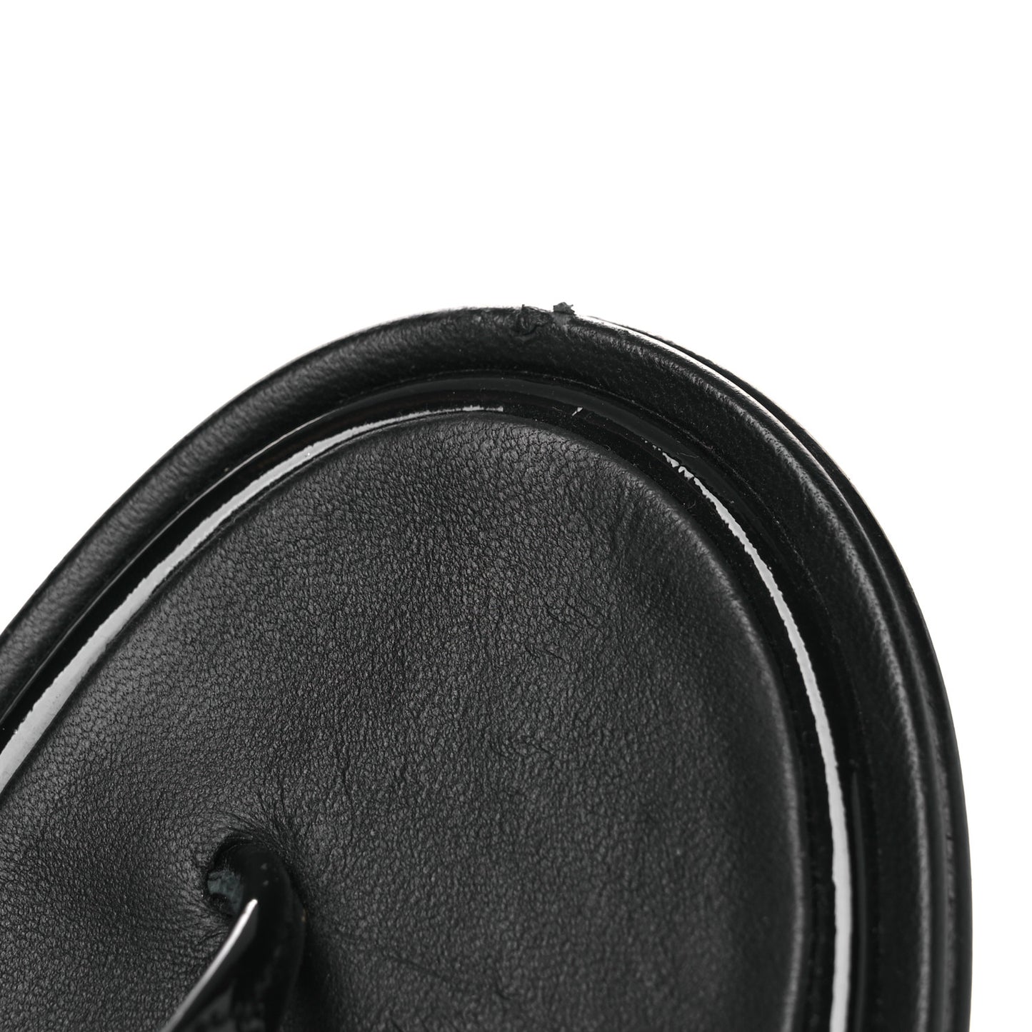 Patent Calfskin Camellia Thong Sandals 37 Black White