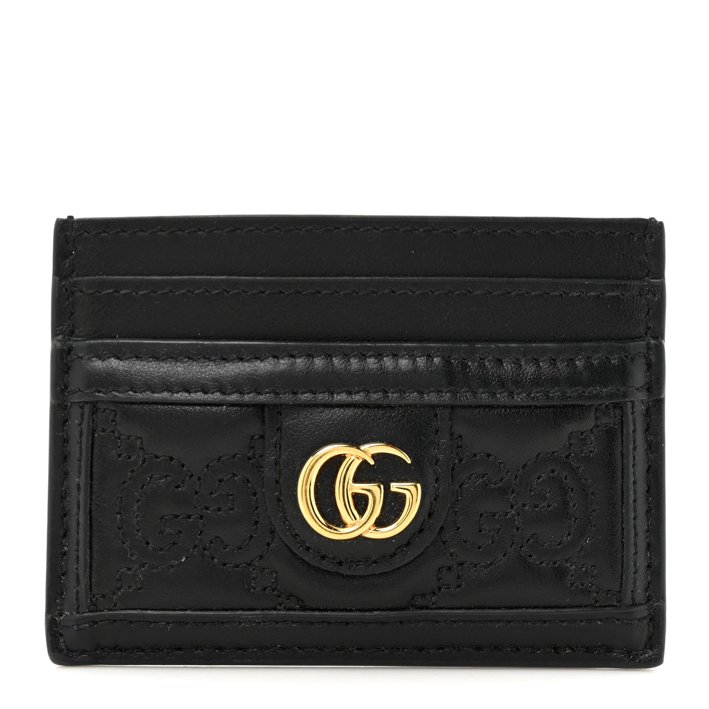 Calfskin GG Matelasse Card Holder  Black