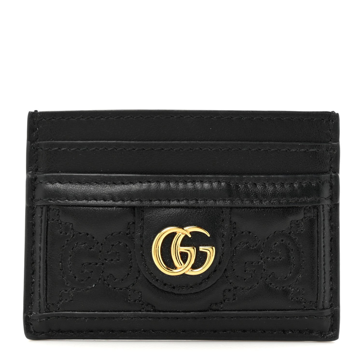 Gucci Calfskin GG Matelasse Card Holder  Black 1 of 7