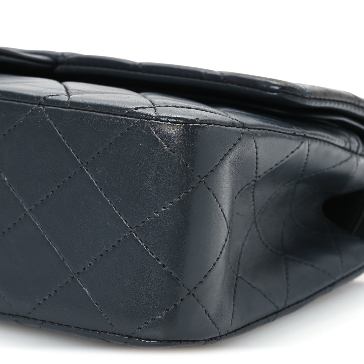 Lambskin Quilted Medium Double Flap Grey