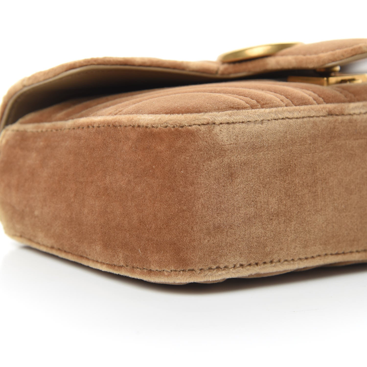 Gucci Velvet Matelasse Mini GG Marmont Shoulder Bag Taupe 10 of 12