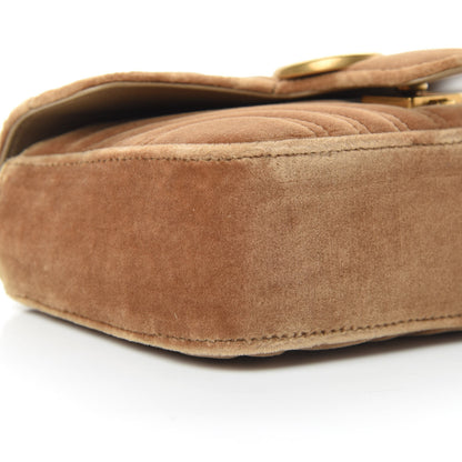 Gucci Velvet Matelasse Mini GG Marmont Shoulder Bag Taupe 10 of 12