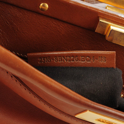 Fendi Vitello Saddle Medium Peekaboo Iconic Satchel Siena 7 of 8