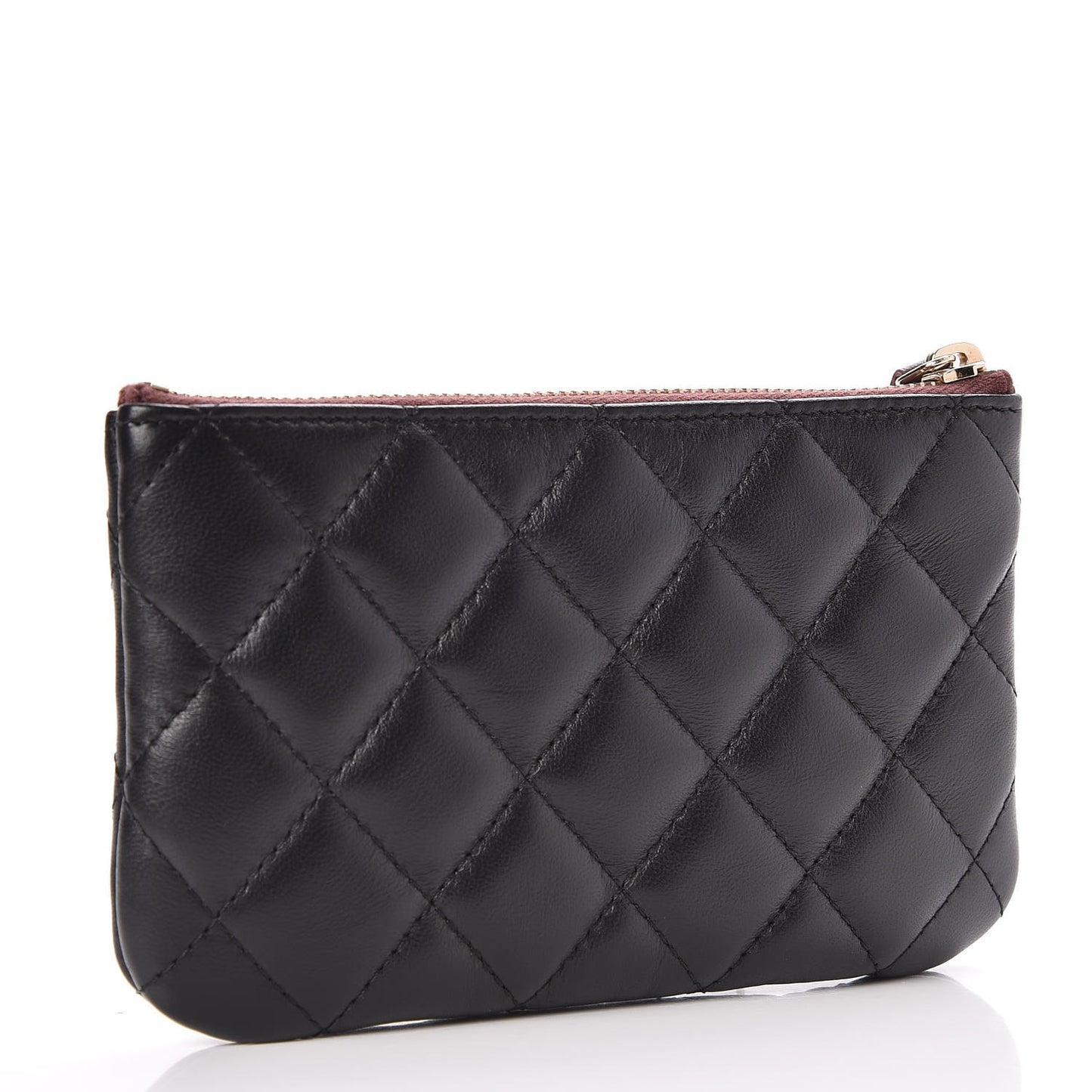 Lambskin Quilted Small Cosmetic Case Black