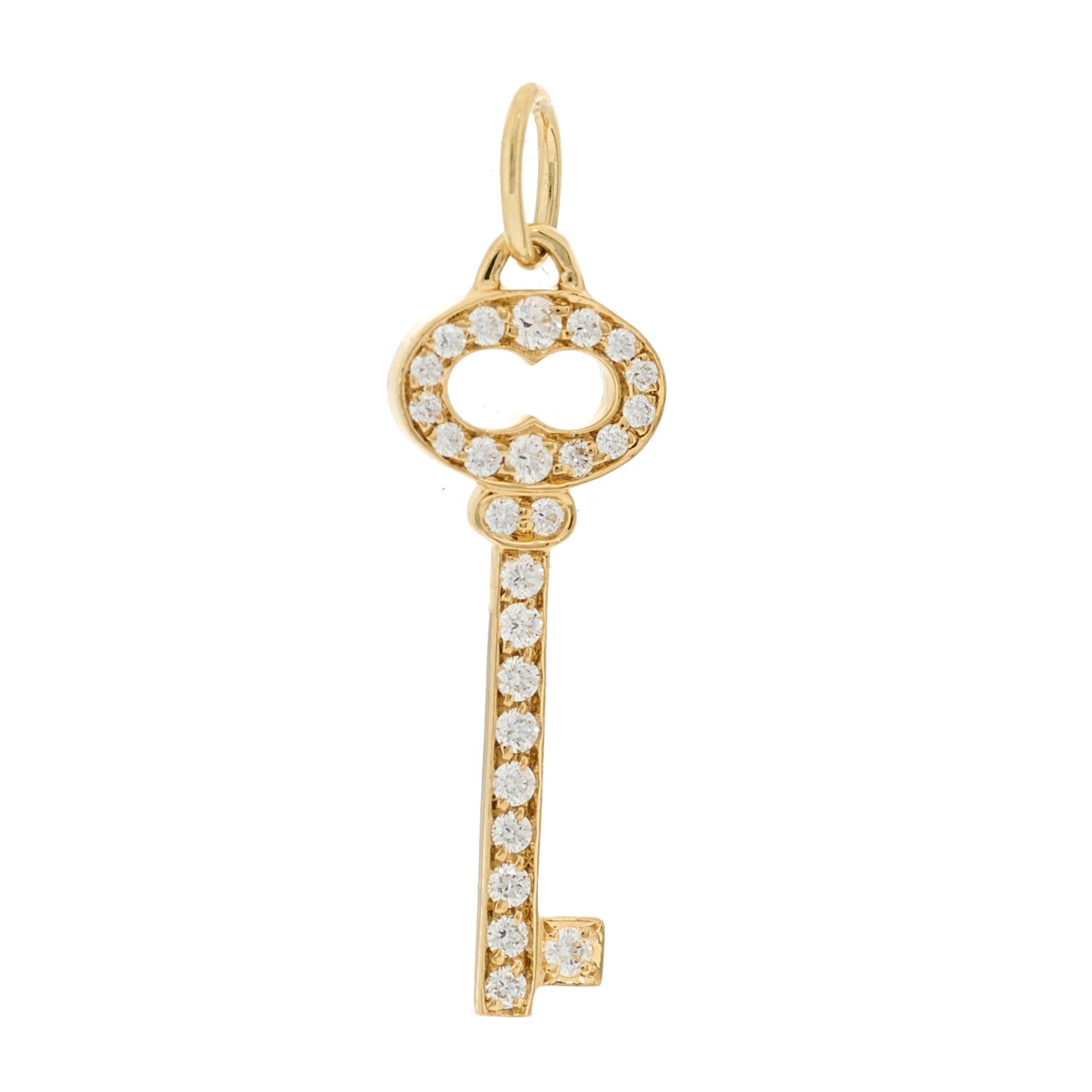 18K Yellow Gold Diamond Mini Vintage Oval Key Pendant