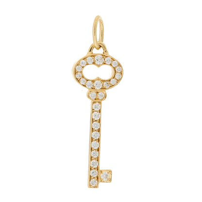 Tiffany 18K Yellow Gold Diamond Mini Vintage Oval Key Pendant 1 of 5