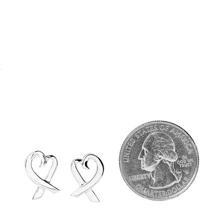 Tiffany Sterling Silver Small Paloma Picasso Loving Heart Earrings 2 of 4