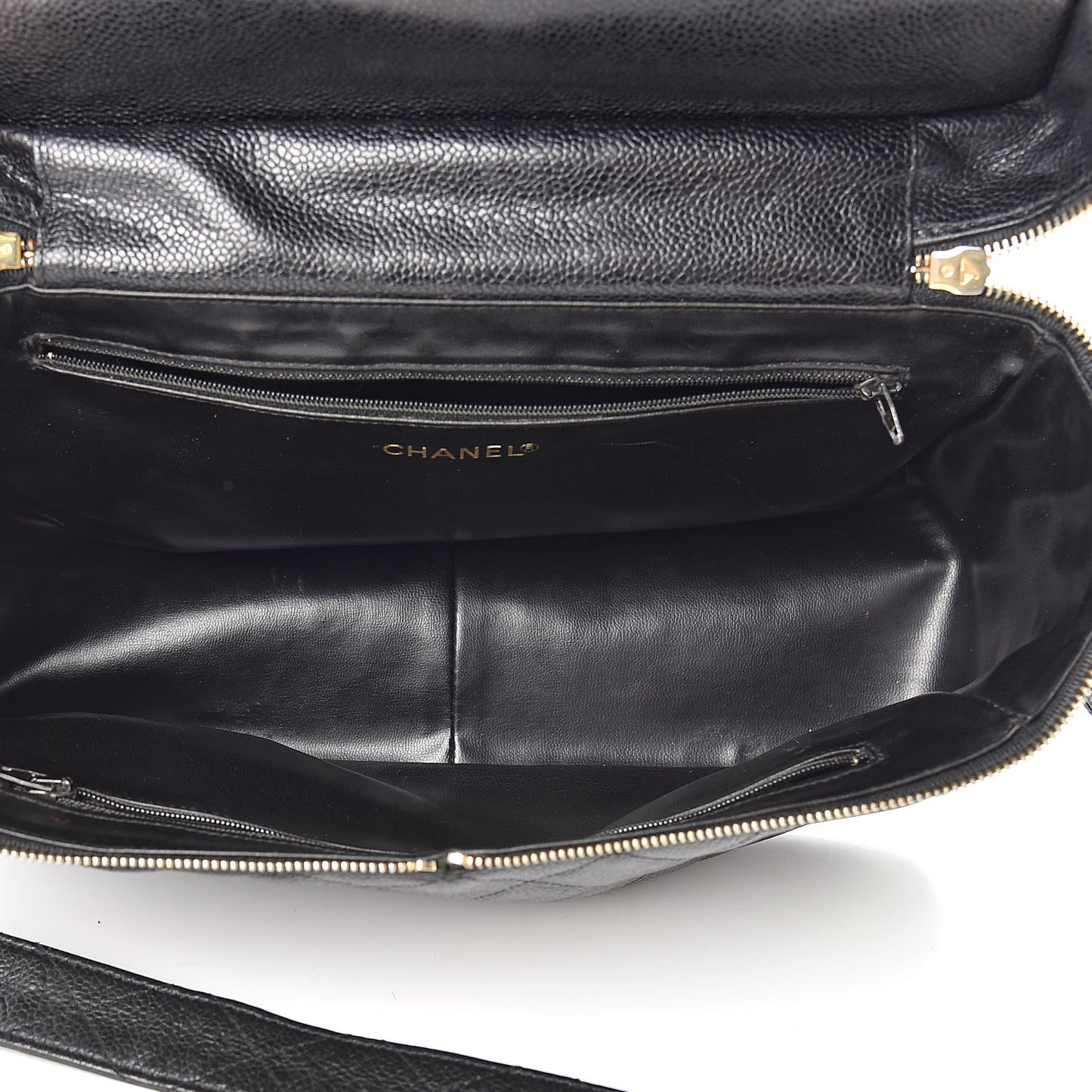 Caviar Quilted Vanity Train Case Shoulder Bag Black
