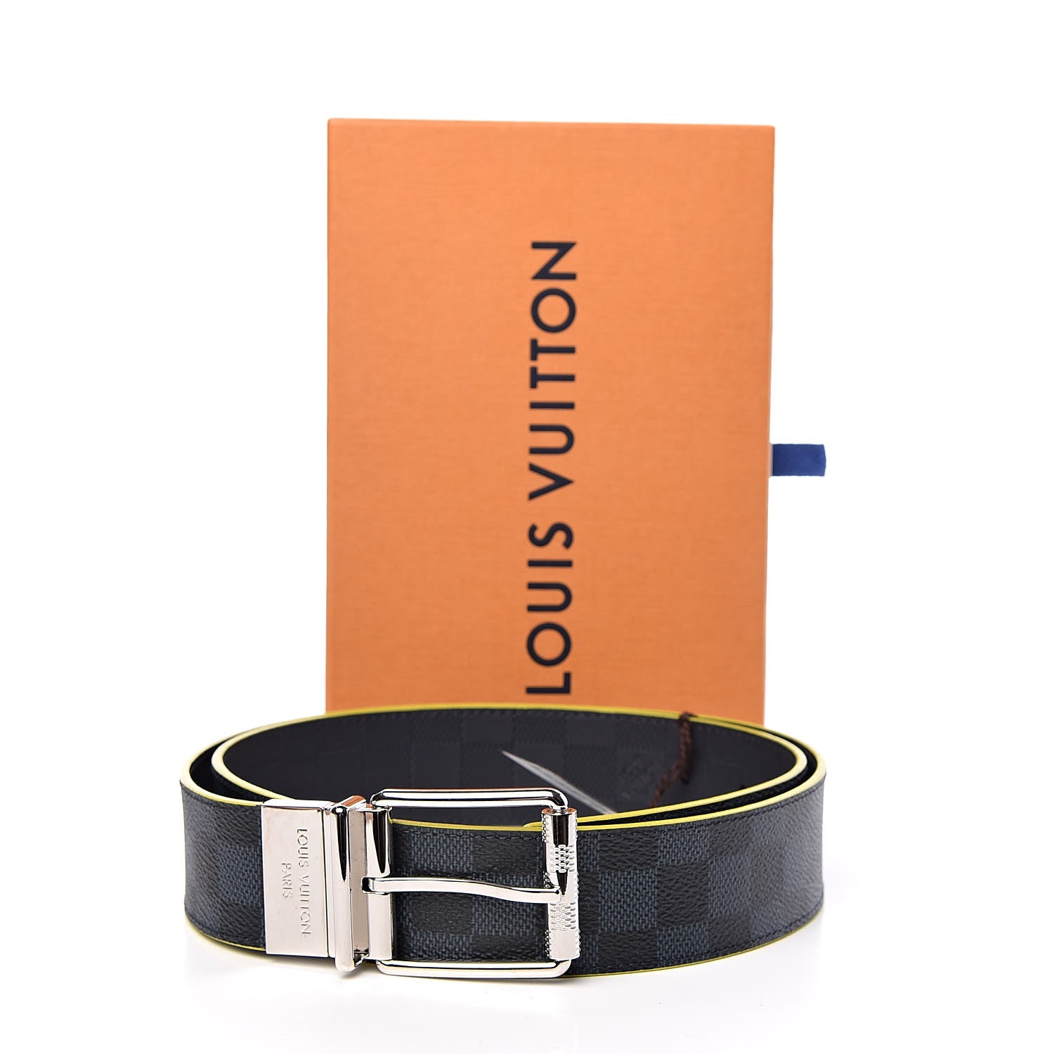 Louis Vuitton Damier Cobalt Infini Reversible Belt 95 38 Yellow 7 of 7