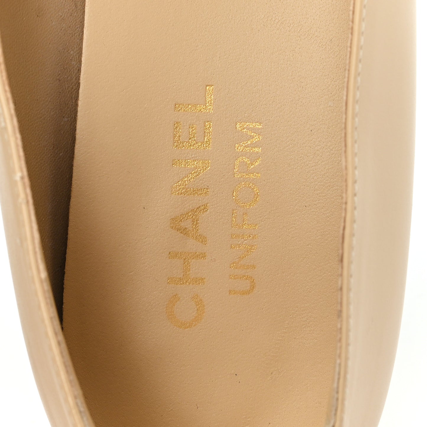 Lambskin Cap Toe CC Uniform Ballerina Flats 39 Beige Black
