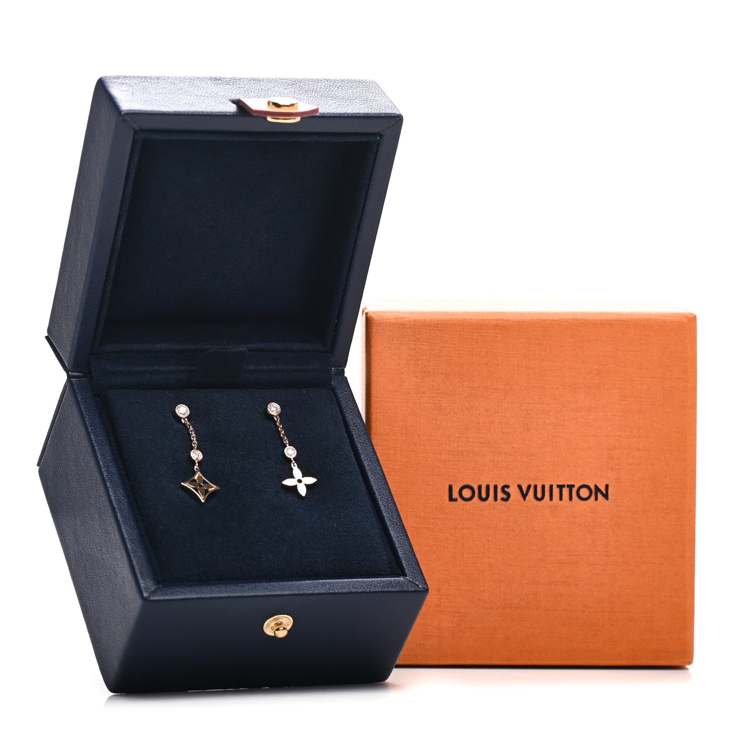Louis Vuitton 18K Yellow White Pink Gold Diamond Blossom Long Drop Earrings 5 of 5