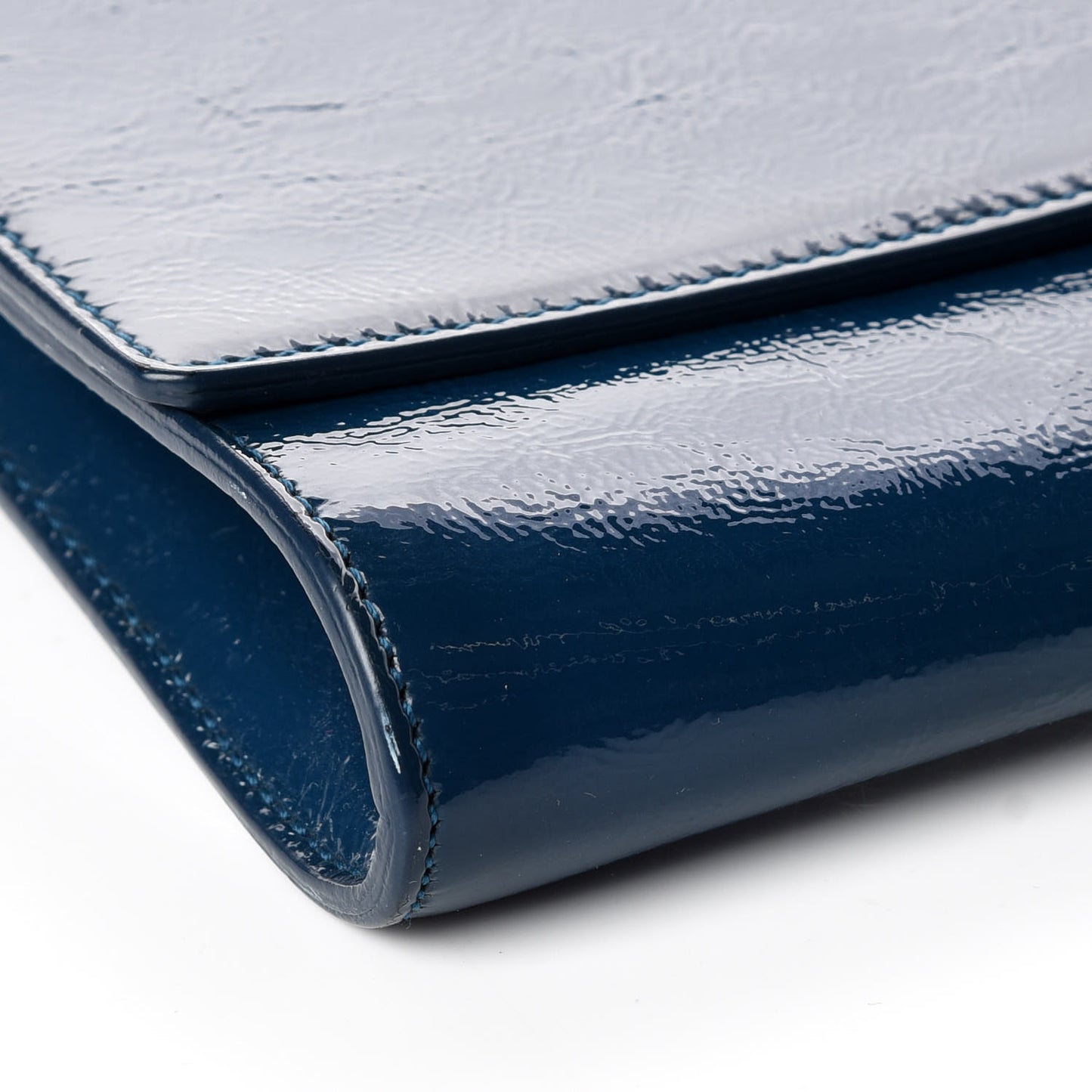 Textured Patent Large Belle de Jour Clutch Peacock Green