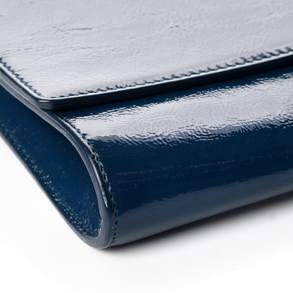 Saint Laurent Textured Patent Large Belle de Jour Clutch Peacock Green 5 of 9