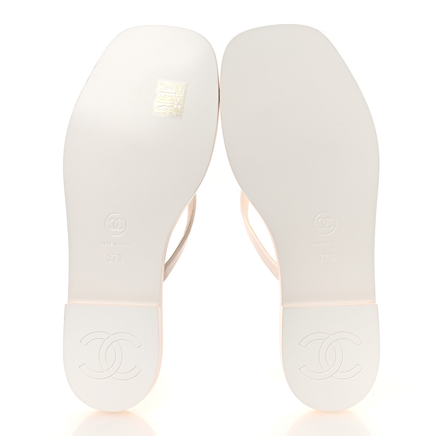 Chanel Goatskin CC Times Square Thong Sandals 37.5 White 7 of 14