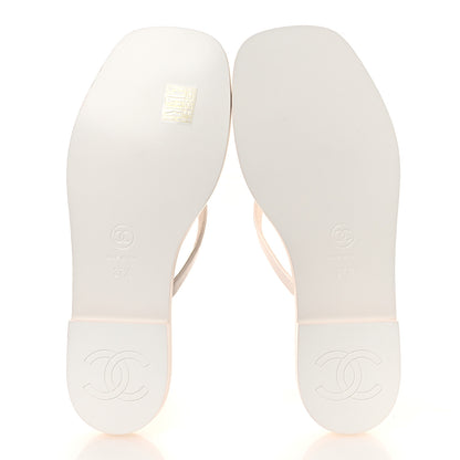 Chanel Goatskin CC Times Square Thong Sandals 37.5 White 7 of 14