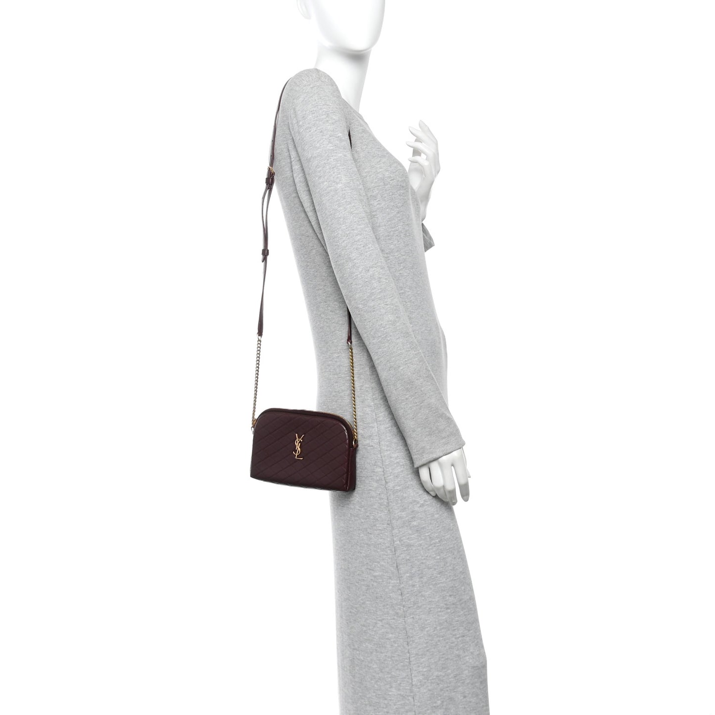 Lambskin Quilted Gaby Zipped Pouch Hot Wine