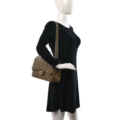 Chanel Metallic Lambskin Quilted Jumbo Double Flap Gold 2 of 9
