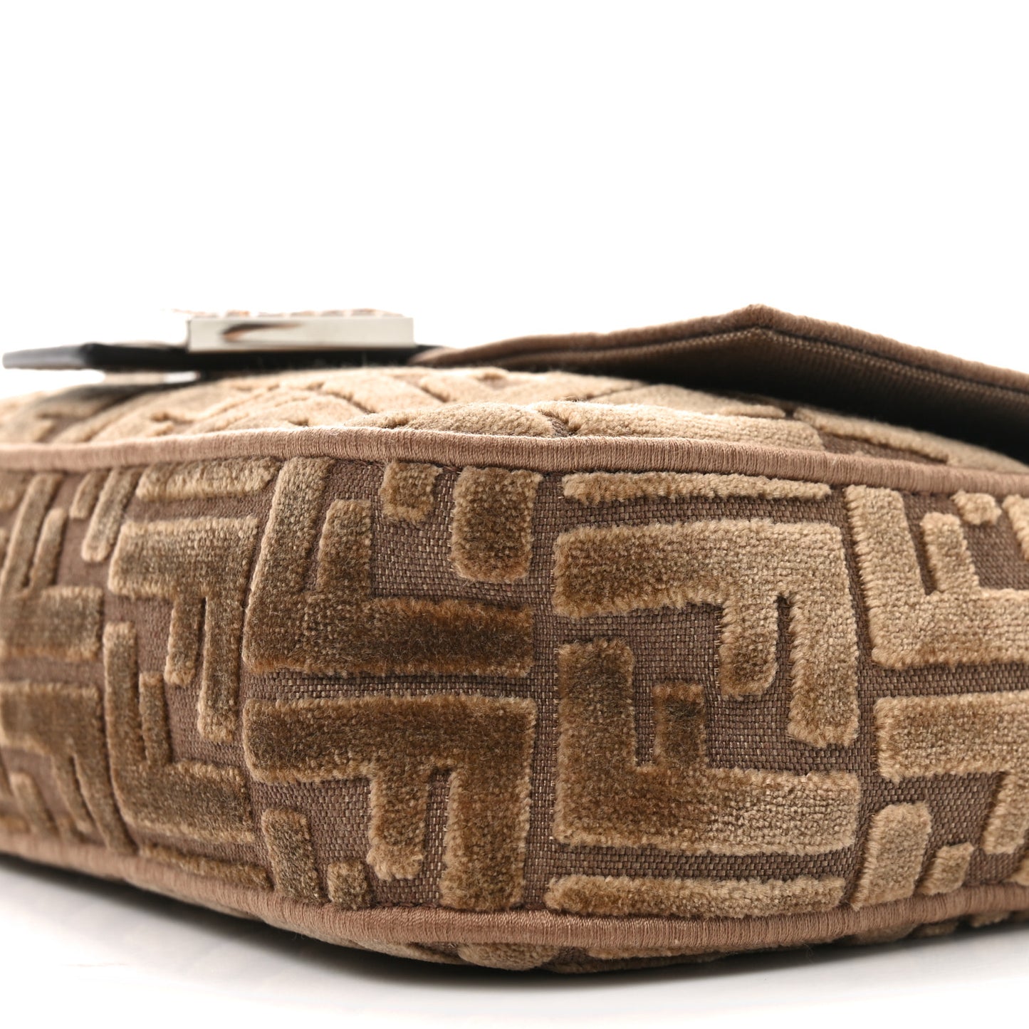 Velvet Jacquard FF Crystal Embossed Baguette Cappuccino