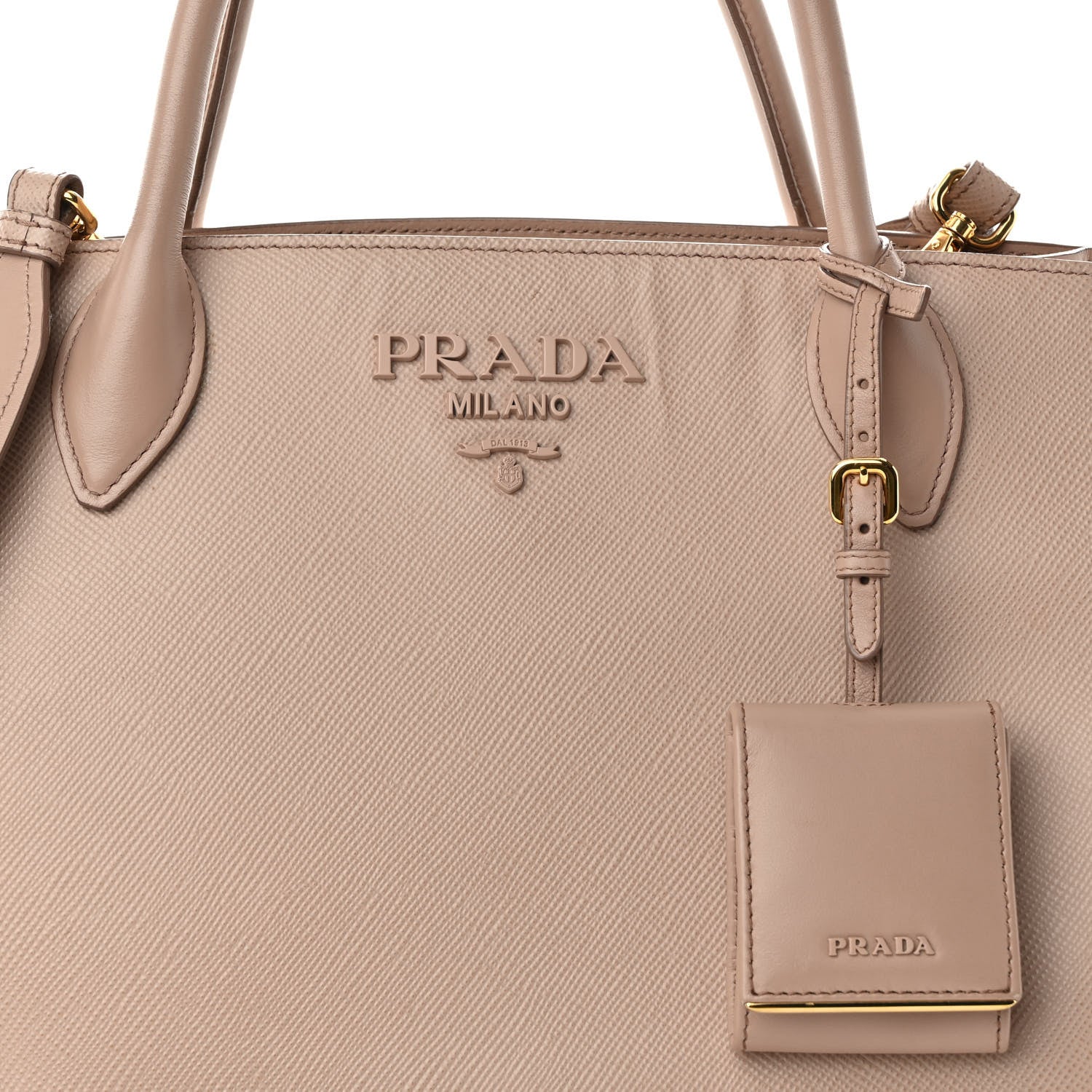 Prada Saffiano Cuir Calfskin Medium Monochrome Top Handle Tote Cipria 7 of 10