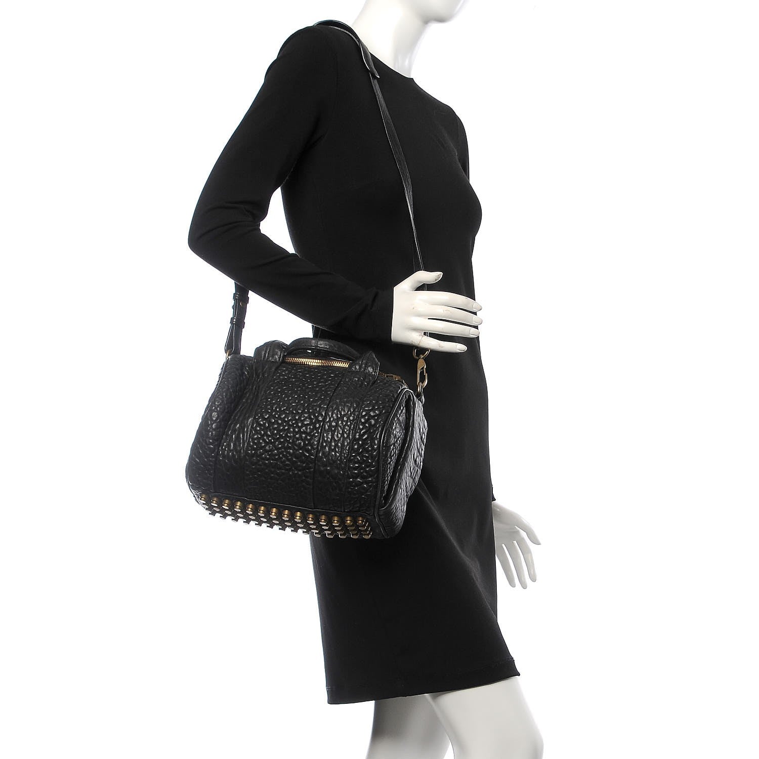 Alexander Wang Pebbled Lambskin Rockie Black Pale Gold Hardware 2 of 7