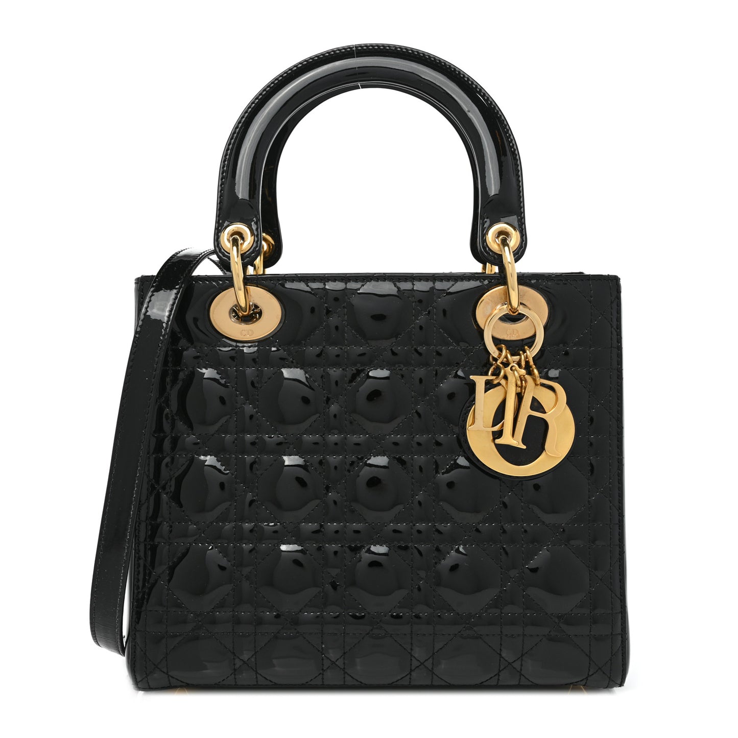 Patent Cannage Medium Lady Dior Black