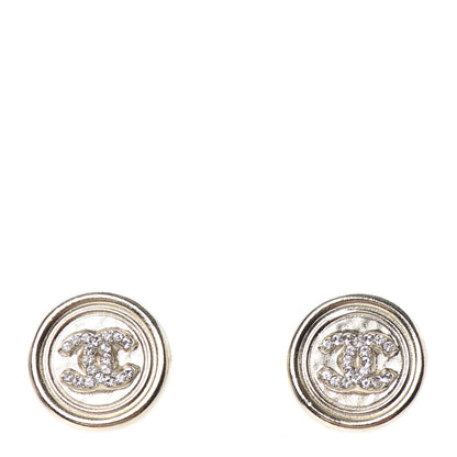 Chanel Crystal CC Round Earrings Gold 1 of 4
