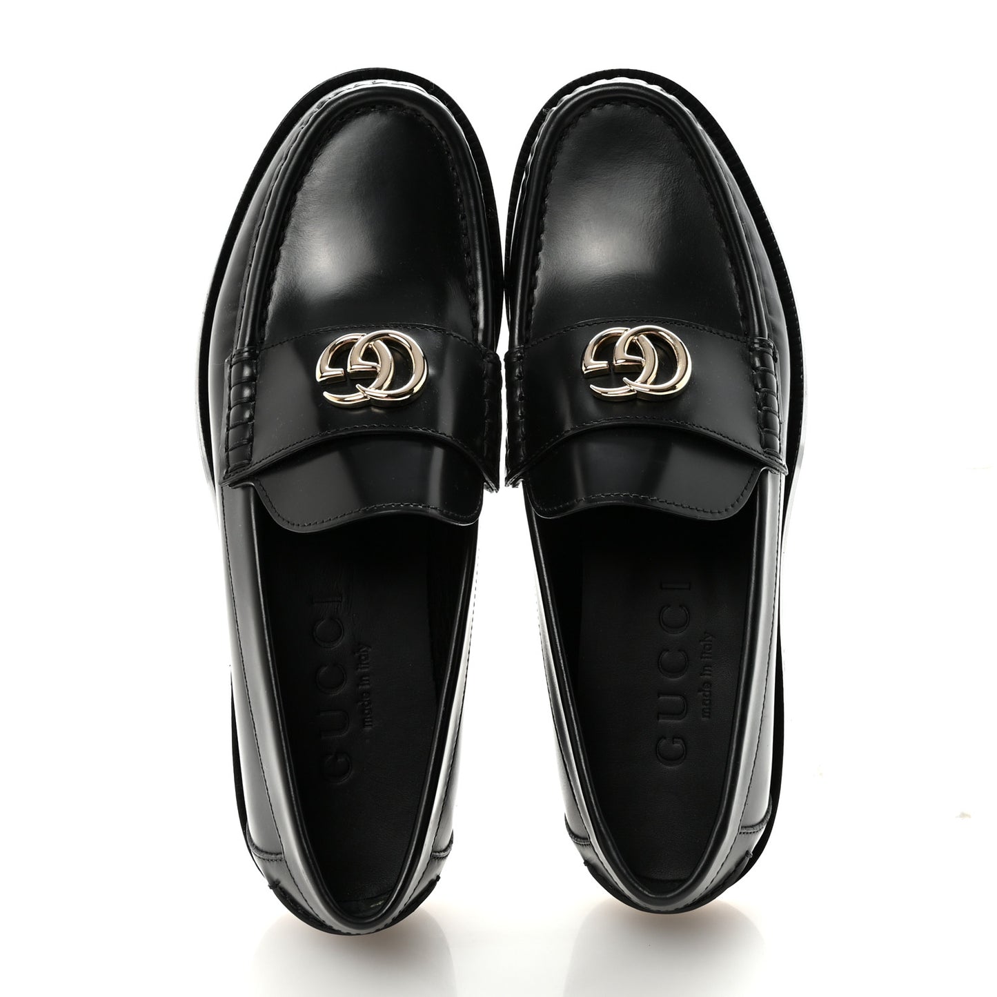 Calfskin Millennial Ribot Womens GG Loafers 37.5 Black