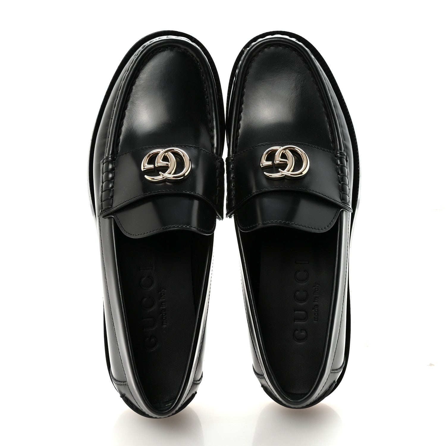 Gucci Calfskin Millennial Ribot Womens GG Loafers 37.5 Black 2 of 10