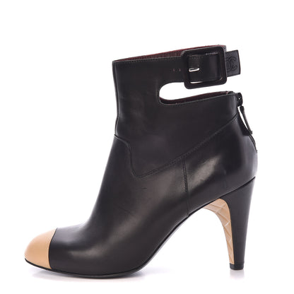 Chanel Lambskin Cap Toe Short Boots 39 Black 1 of 13